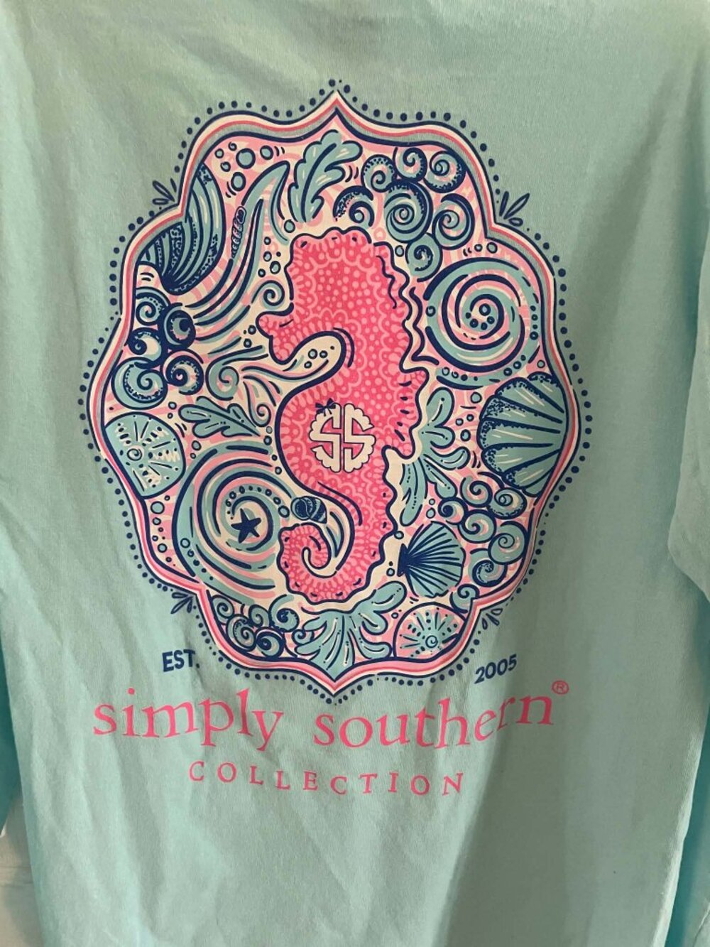 Simply Southern Women's Long Sleeved Tee T Shirt Seahorse Small S Like New